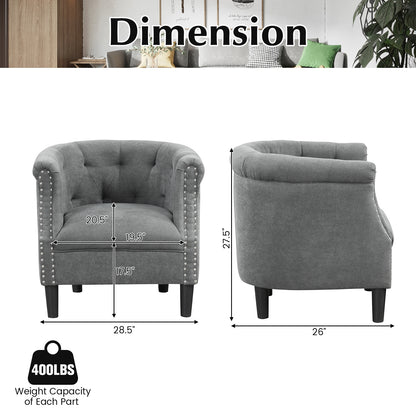 Contemporary Barrel Accent Chair with Matching Ottoman and Footrest