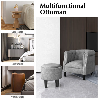 Contemporary Barrel Accent Chair with Matching Ottoman and Footrest