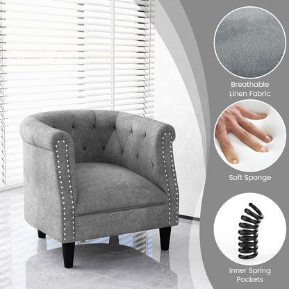 Contemporary Barrel Accent Chair with Matching Ottoman and Footrest