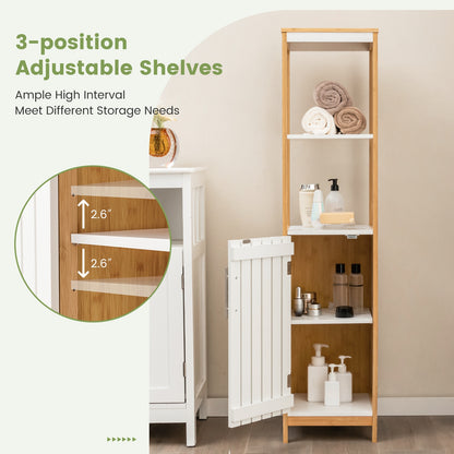 Bamboo Bathroom Cabinet with Adjustable Shelves & Door