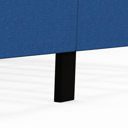 Modern Queen Size Upholstered Platform Bed with Button Tufted Wingback Headboard – Blue