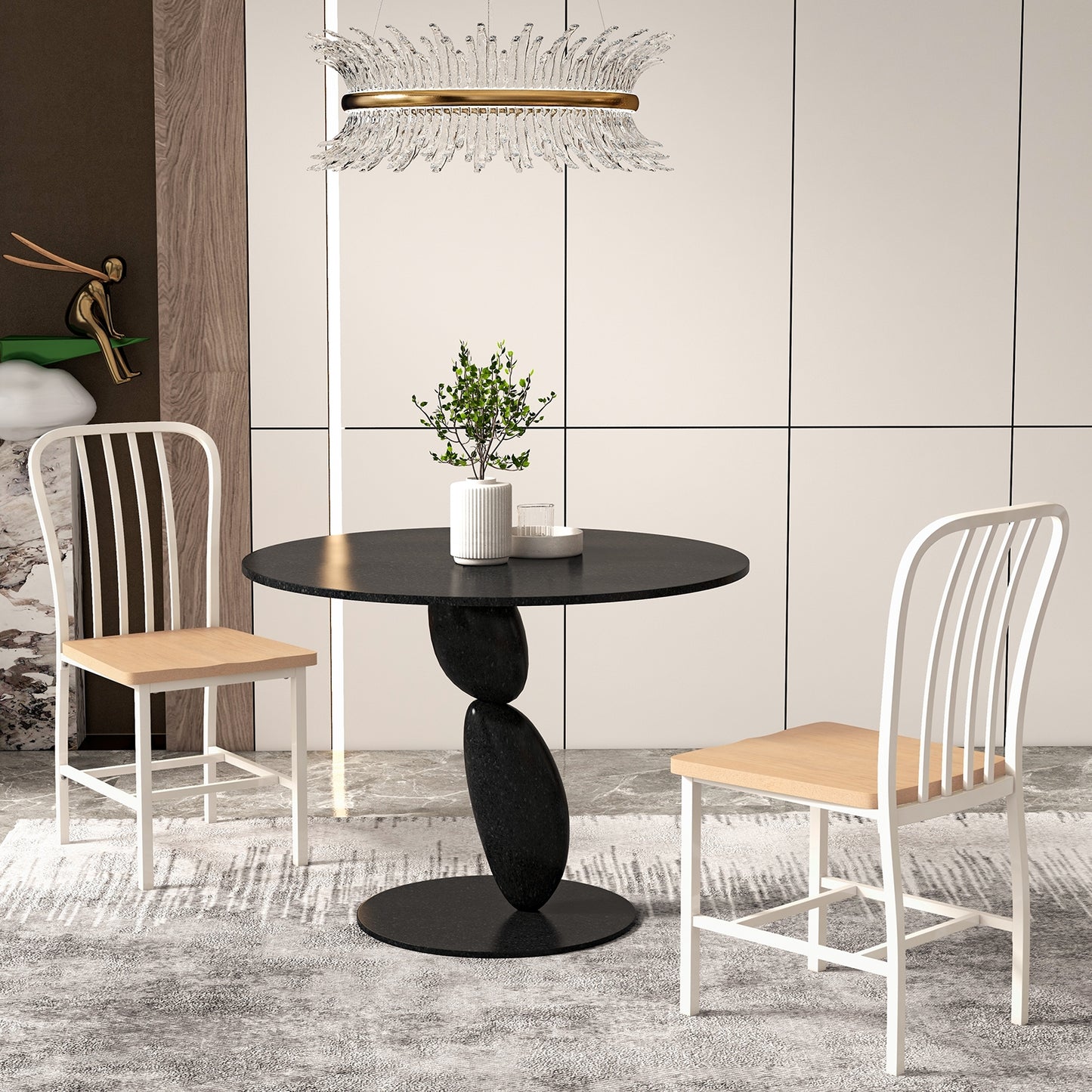 Pair of Spindle Back Dining Chairs with Ergonomic Armless Seat for Comfortable Dining - White