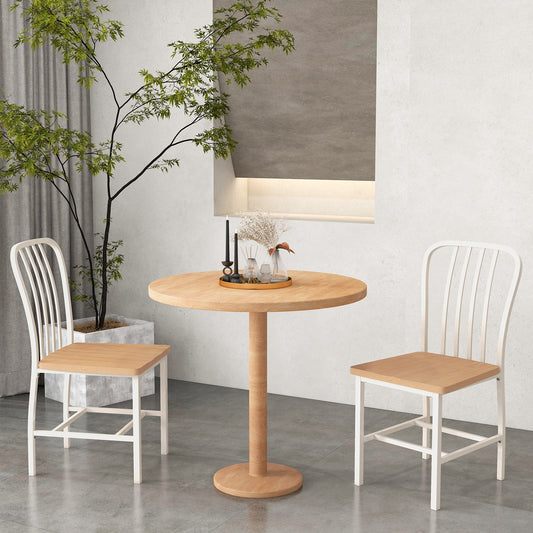 Pair of Spindle Back Dining Chairs with Ergonomic Armless Seat for Comfortable Dining - White