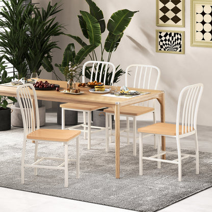 Pair of Spindle Back Dining Chairs with Ergonomic Armless Seat for Comfortable Dining - White