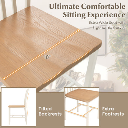 Pair of Spindle Back Dining Chairs with Ergonomic Armless Seat for Comfortable Dining - White