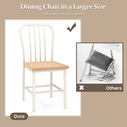 Pair of Spindle Back Dining Chairs with Ergonomic Armless Seat for Comfortable Dining - White