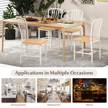 Pair of Spindle Back Dining Chairs with Ergonomic Armless Seat for Comfortable Dining - White