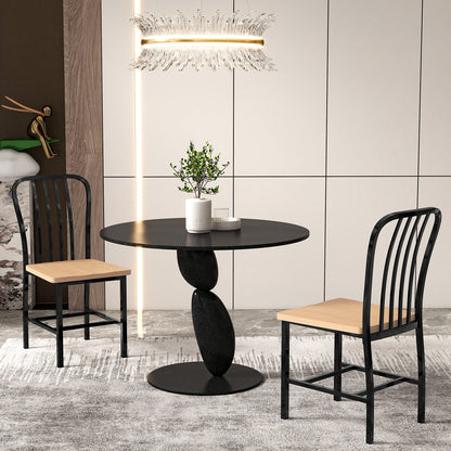 Pair of Spindle Back Dining Chairs with Ergonomic Armless Seat for Comfortable Dining - Black