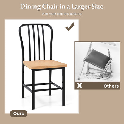 Pair of Spindle Back Dining Chairs with Ergonomic Armless Seat for Comfortable Dining - Black