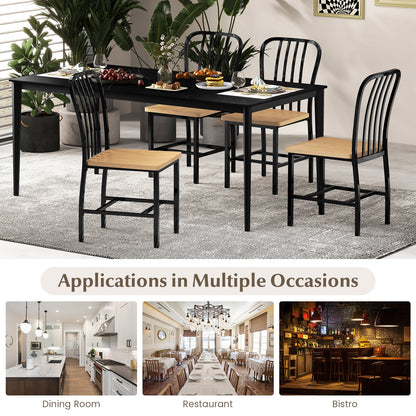 Pair of Spindle Back Dining Chairs with Ergonomic Armless Seat for Comfortable Dining - Black
