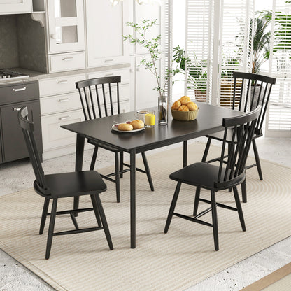 Pair of Windsor Dining Chairs with High Spindle Back and Sturdy Wood Frame - Black