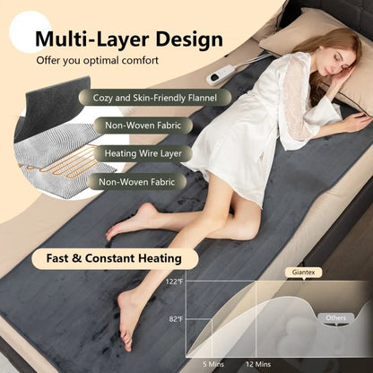 5 Level Electric Heated Mattress Pad with Overheat Protection & Fast Heating – Grey