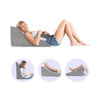 Ergonomic Bed Wedge Pillow for Back Support and Reading with Detachable Cover