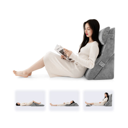 3 Piece Adjustable Orthopedic Bed Wedge Pillow Set for Back, Neck & Leg Support