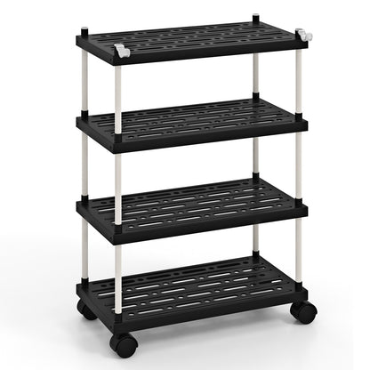 Slim Rolling Storage Cart with 4 Tiers and Locking Wheels