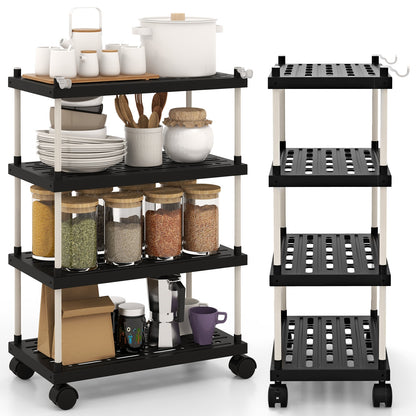 Slim Rolling Storage Cart with 4 Tiers and Locking Wheels