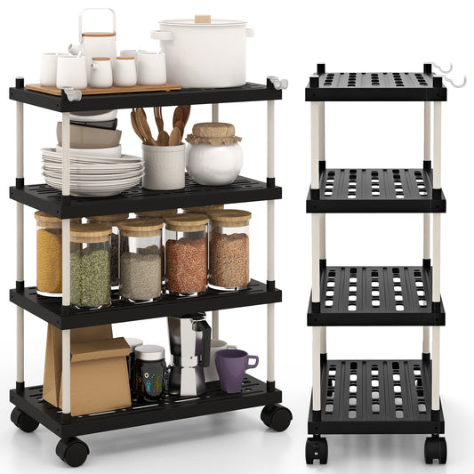 Slim Rolling Storage Cart with 4 Tiers and Locking Wheels