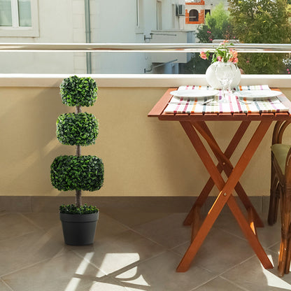 35 Inch Faux Boxwood Topiary Tree with Cement Pot – Realistic Artificial Greenery for Home & Garden