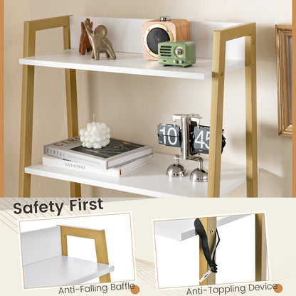 Modern Ladder Vanity Desk Set with Flip-Top Mirror, Storage Shelves, and Cushioned Stool – Golden