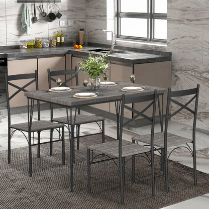 5 Piece Modern Dining Table Set with Metal Frame and Chairs for Kitchen or Dining Room