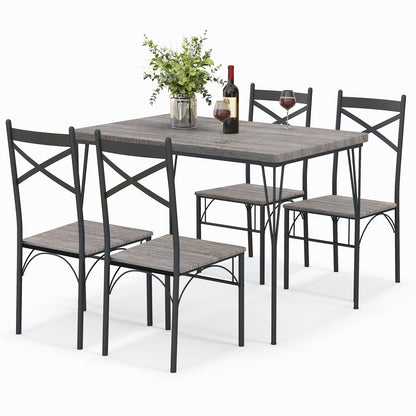 5 Piece Modern Dining Table Set with Metal Frame and Chairs for Kitchen or Dining Room