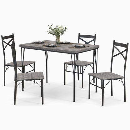 5 Piece Modern Dining Table Set with Metal Frame and Chairs for Kitchen or Dining Room