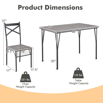 5 Piece Modern Dining Table Set with Metal Frame and Chairs for Kitchen or Dining Room