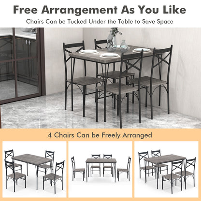 5 Piece Modern Dining Table Set with Metal Frame and Chairs for Kitchen or Dining Room
