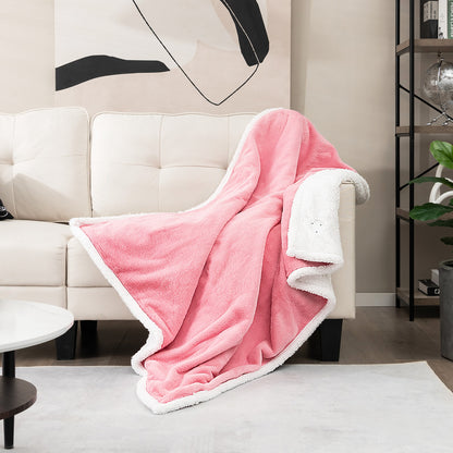 Reversible Electric Heated Blanket Throw with 10 Heat Settings & Auto Shut-Off - Pink