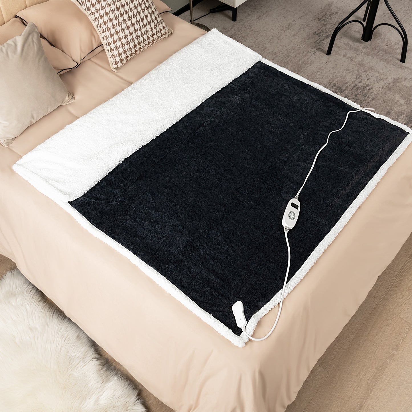 Reversible Electric Heated Blanket Throw with 10 Heat Settings & Auto Shut-Off - Grey