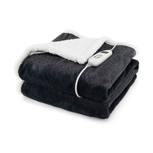 Reversible Electric Heated Blanket Throw with 10 Heat Settings & Auto Shut-Off - Grey