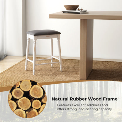 Set of 2 Bar Stools with Padded Cushions and Solid Wood Legs 24"