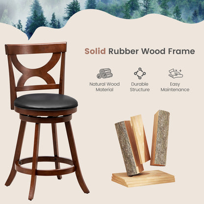 Swivel Bar Stools Set of 2 with Cushioned Seat and Hollow Backrest for Kitchen or Dining Room 24 Inch