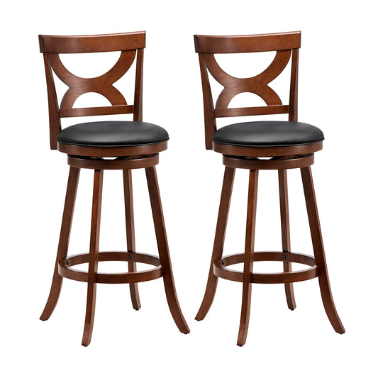 Swivel Bar Stools Set of 2 with Cushioned Seat and Hollow Backrest for Kitchen or Dining Room 30.5 Inch