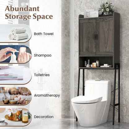 Freestanding Bathroom Cabinet with Double Doors and Adjustable Storage