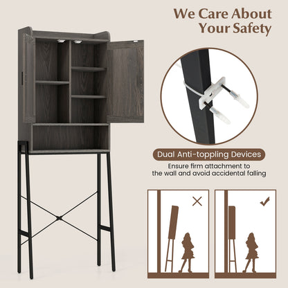 Freestanding Bathroom Cabinet with Double Doors and Adjustable Storage