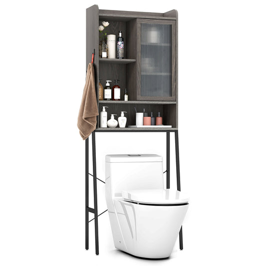 Sliding Acrylic Door Over-the-Toilet Storage with Adjustable Shelves