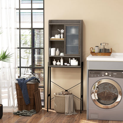 Sliding Acrylic Door Over-the-Toilet Storage with Adjustable Shelves
