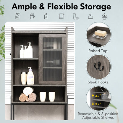 Sliding Acrylic Door Over-the-Toilet Storage with Adjustable Shelves