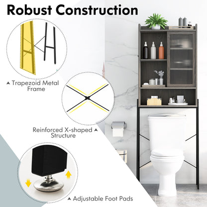 Sliding Acrylic Door Over-the-Toilet Storage with Adjustable Shelves