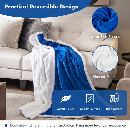 Electric Heated Blanket Throw with 10 Heat Settings and Auto Shut-Off – Blue