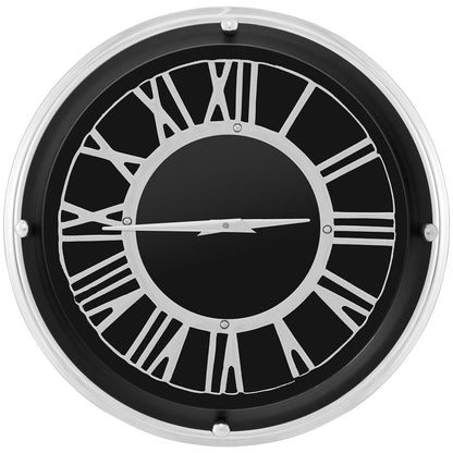 13.5 Inch Silent Quartz Wall Clock with Elegant Silver Frame