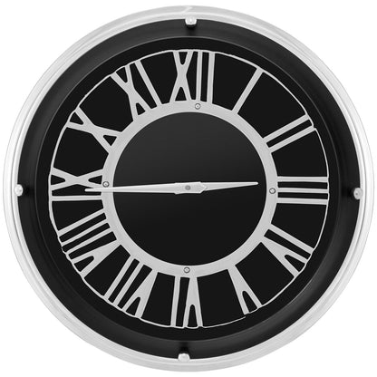 17.5 Inch Silent Quartz Wall Clock with Elegant Silver Frame