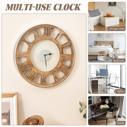 20 Inch Silent Quartz Wall Clock with Classic Roman Numerals and Elegant Frame