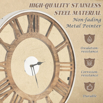 20 Inch Silent Quartz Wall Clock with Classic Roman Numerals and Elegant Frame