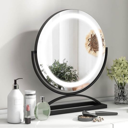 16 Inch LED Vanity Mirror with 3 Color Modes & Dimmable Lighting for Perfect Makeup - Black