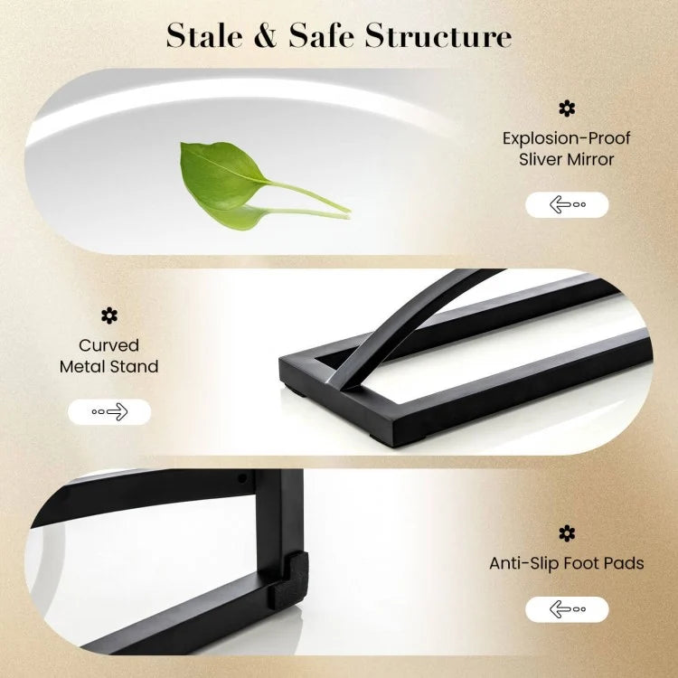 16 Inch LED Vanity Mirror with 3 Color Modes & Dimmable Lighting for Perfect Makeup - Black