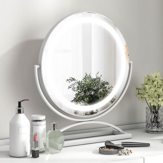 16 Inch LED Vanity Mirror with 3 Color Modes & Dimmable Lighting for Perfect Makeup - White