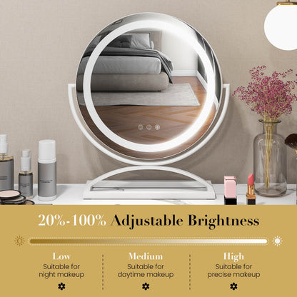 16 Inch LED Vanity Mirror with 3 Color Modes & Dimmable Lighting for Perfect Makeup - White