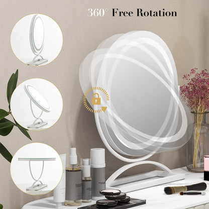 16 Inch LED Vanity Mirror with 3 Color Modes & Dimmable Lighting for Perfect Makeup - White